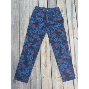 Vintage Painted Jeans Floral Boho Western Blue Pants Over The Top All Over Print
